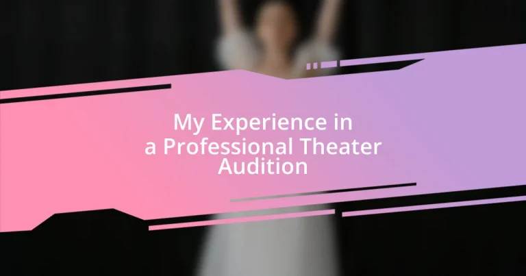 My Experience in a Professional Theater Audition