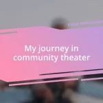 My journey in community theater